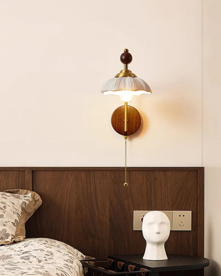 Freya Vintage Brass Wood Wall Sconce