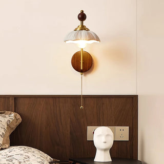 Freya Vintage Brass Wood Wall Sconce