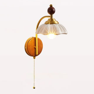 Freya Vintage Brass Wood Wall Sconce