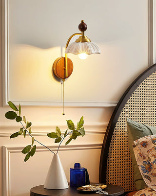 Freya Vintage Brass Wood Wall Sconce