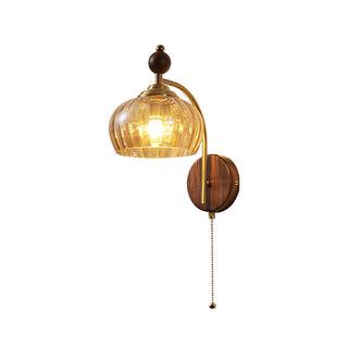 Freya Vintage Brass Wood Wall Sconce