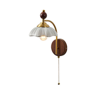 Freya Vintage Brass Wood Wall Sconce