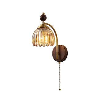 Freya Vintage Brass Wood Wall Sconce