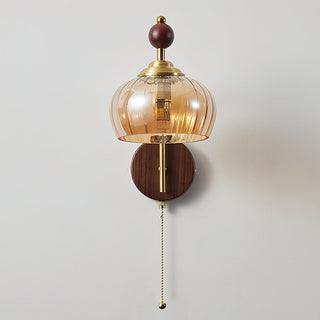 Freya Vintage Brass Wood Wall Sconce