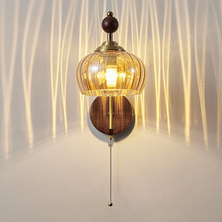 Freya Vintage Brass Wood Wall Sconce