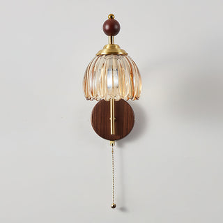 Freya Vintage Brass Wood Wall Sconce