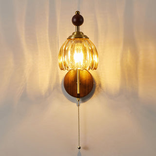 Freya Vintage Brass Wood Wall Sconce