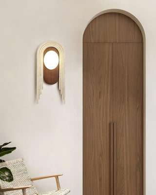 Gate Of Time And Space Sculptural Travertine Wall Light