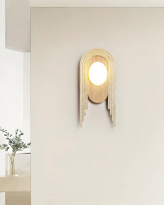 Gate Of Time And Space Sculptural Travertine Wall Light