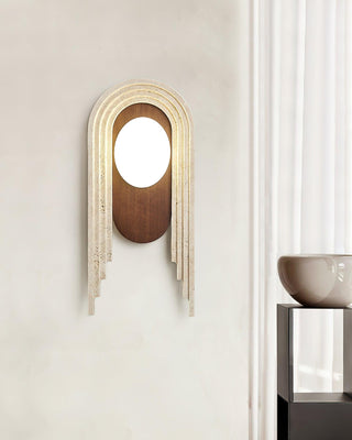 Gate Of Time And Space Sculptural Travertine Wall Light