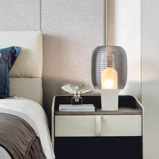 Ghia Ribbed Glass Marble Table Lamp
