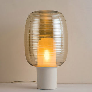 Ghia Ribbed Glass Marble Table Lamp