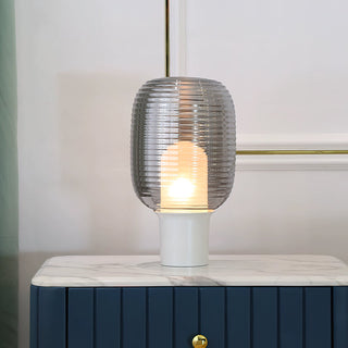 Ghia Ribbed Glass Marble Table Lamp