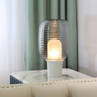 Ghia Ribbed Glass Marble Table Lamp