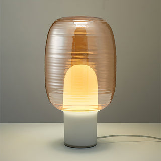 Ghia Ribbed Glass Marble Table Lamp
