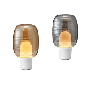 Ghia Ribbed Glass Marble Table Lamp