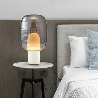 Ghia Ribbed Glass Marble Table Lamp