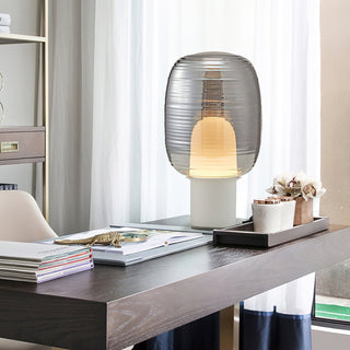 Ghia Ribbed Glass Marble Table Lamp