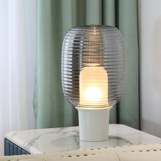 Ghia Ribbed Glass Marble Table Lamp