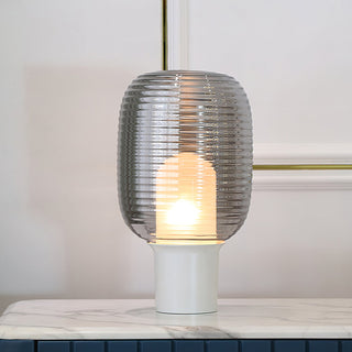Ghia Ribbed Glass Marble Table Lamp