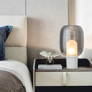 Ghia Ribbed Glass Marble Table Lamp