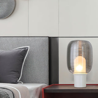 Ghia Ribbed Glass Marble Table Lamp