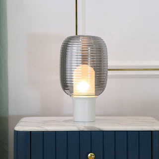 Ghia Ribbed Glass Marble Table Lamp