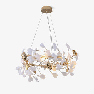 Ovyneth Postmodern Luxury Gingko Metal Ceramics Chandelier - Blowlighting
