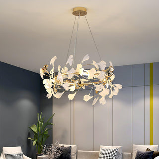 Ovyneth Postmodern Luxury Gingko Metal Ceramics Chandelier - Blowlighting