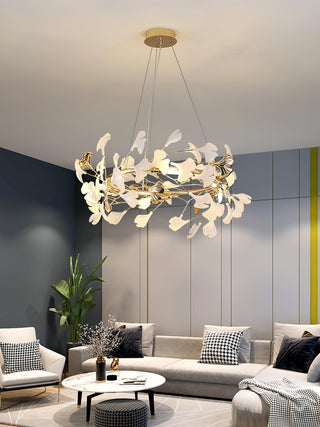 Ovyneth Postmodern Luxury Gingko Metal Ceramics Chandelier - Blowlighting
