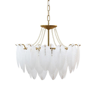 Glass Feather Pearl Serene Glass Chandelier