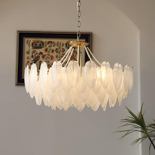 Glass Feather Pearl Serene Glass Chandelier