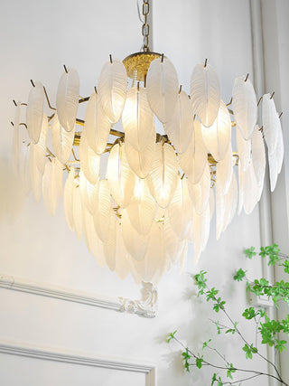 Glass Feather Pearl Serene Glass Chandelier