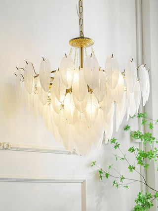 Glass Feather Pearl Serene Glass Chandelier