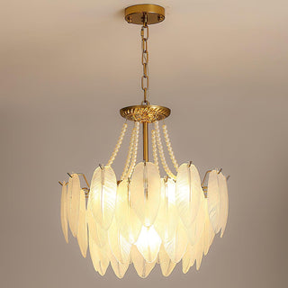 Glass Feather Pearl Serene Glass Chandelier
