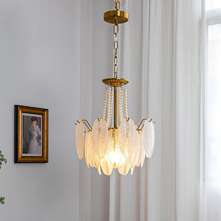 Glass Feather Pearl Serene Glass Chandelier