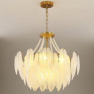 Glass Feather Pearl Serene Glass Chandelier