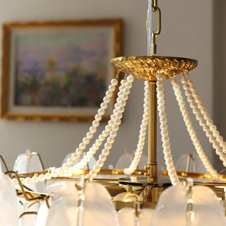 Glass Feather Pearl Serene Glass Chandelier