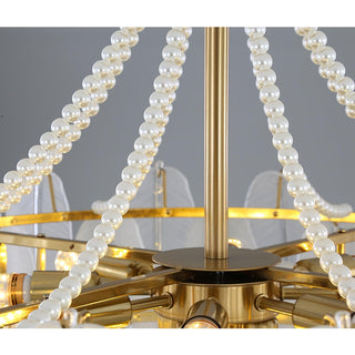 Glass Feather Pearl Serene Glass Chandelier