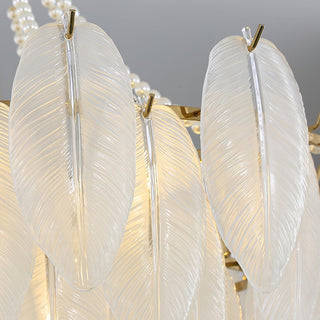 Glass Feather Pearl Serene Glass Chandelier