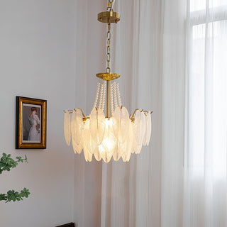 Glass Feather Pearl Serene Glass Chandelier