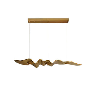 Gold Ribbon Sculptural Aluminum Chandelier