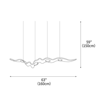 Gold Ribbon Sculptural Aluminum Chandelier