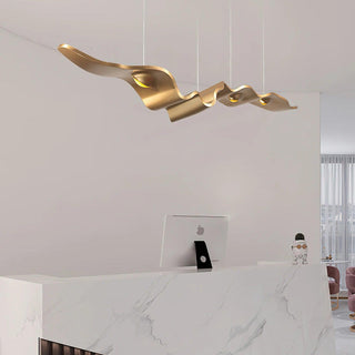 Gold Ribbon Sculptural Aluminum Chandelier