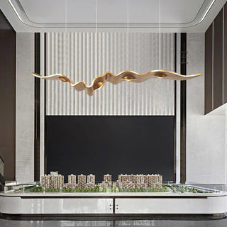 Gold Ribbon Sculptural Aluminum Chandelier
