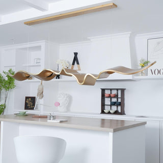 Gold Ribbon Sculptural Aluminum Chandelier