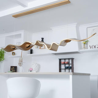 Gold Ribbon Sculptural Aluminum Chandelier