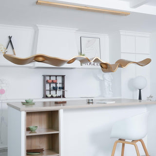 Gold Ribbon Sculptural Aluminum Chandelier