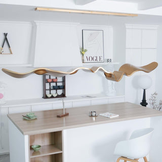Gold Ribbon Sculptural Aluminum Chandelier