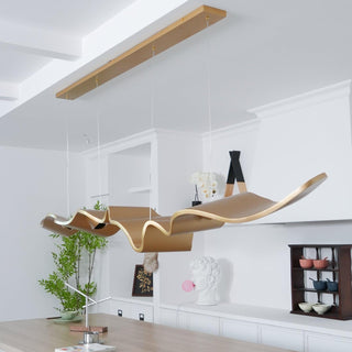 Gold Ribbon Sculptural Aluminum Chandelier